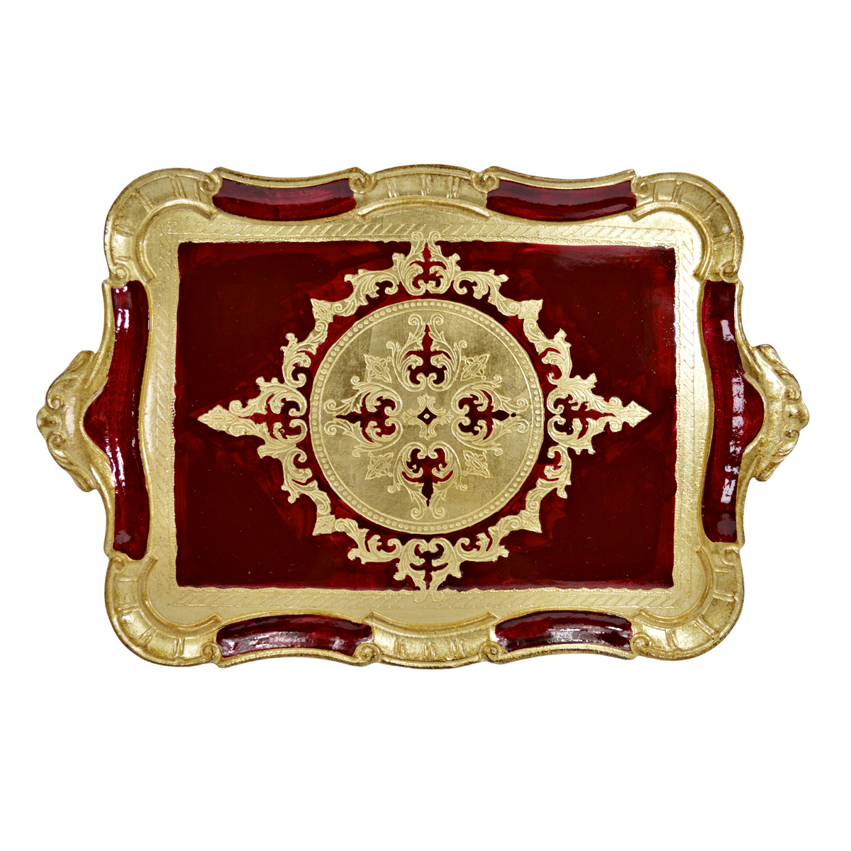 Florentine Carved Wood Tray, Rectangle Handles, Multiple colors and sizes - My Italian Decor