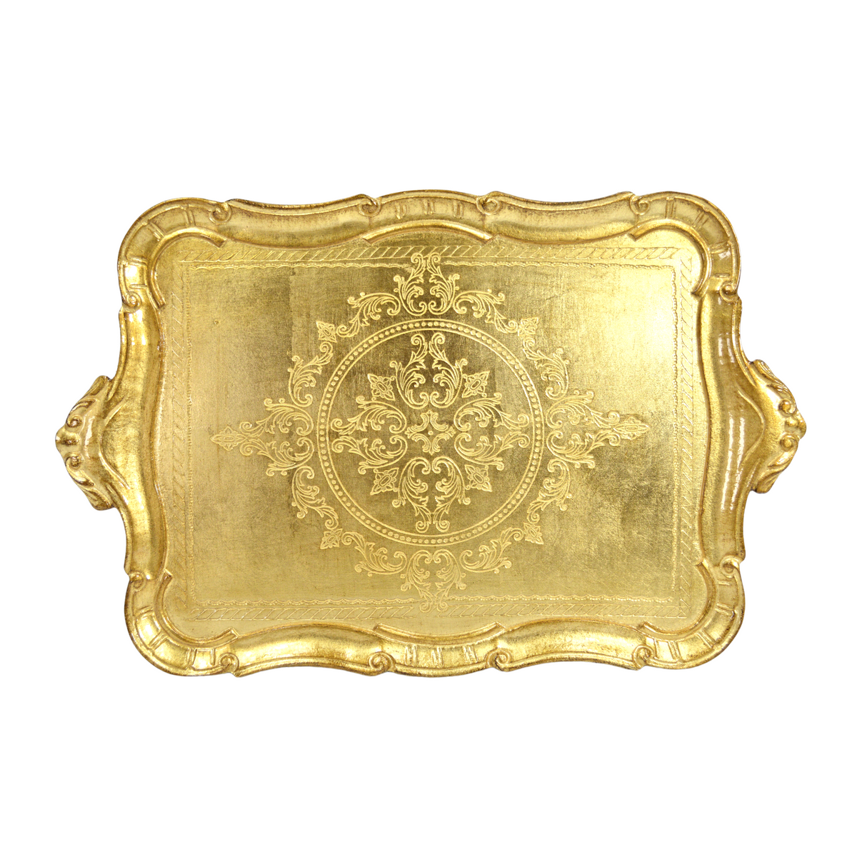 Florentine Carved Wood Tray, Rectangle Handles, Multiple colors and sizes - My Italian Decor