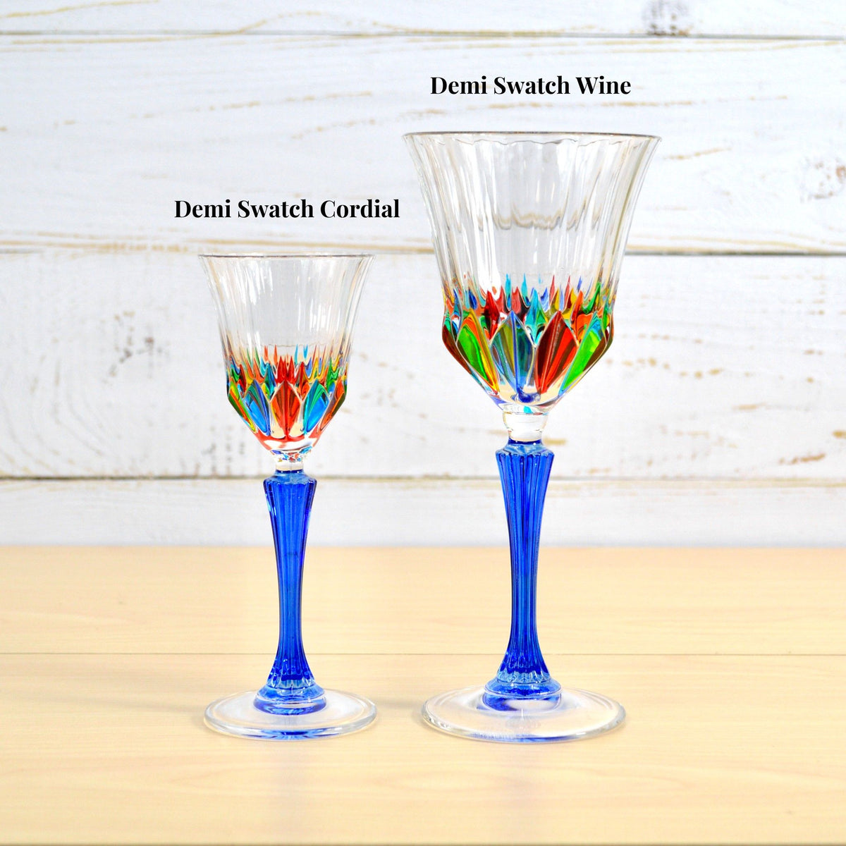 Demi Swatch Cordial Glasses, Hand-Painted Italian Crystal, Set of 6 - My Italian Decor