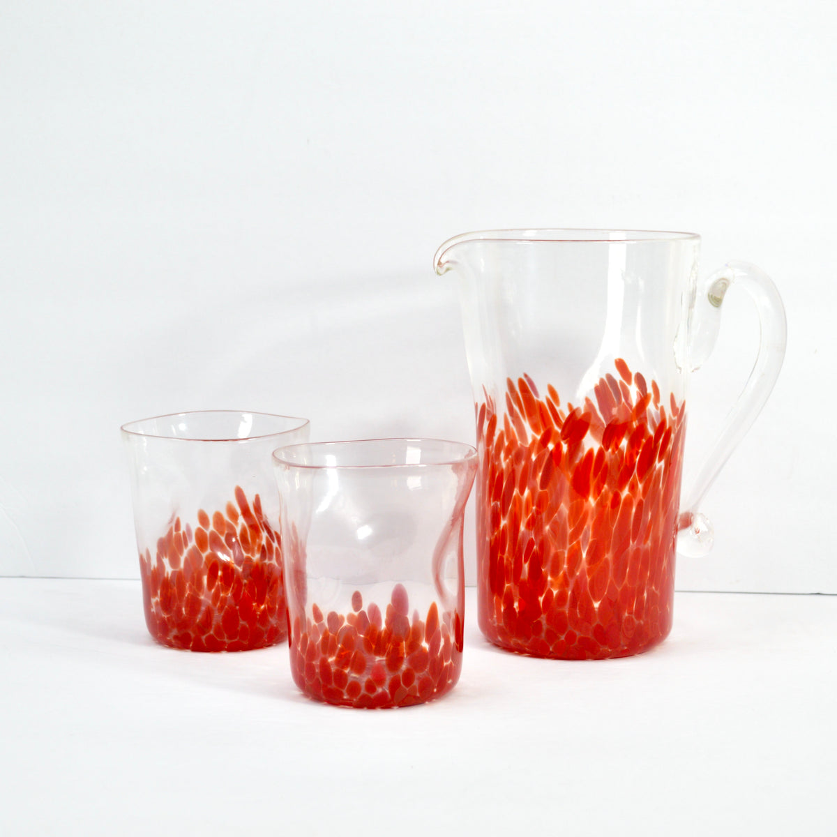 Allegra Murano Glass Pitcher &amp; Glasses Set, Red, Made in Italy - My Italian Decor