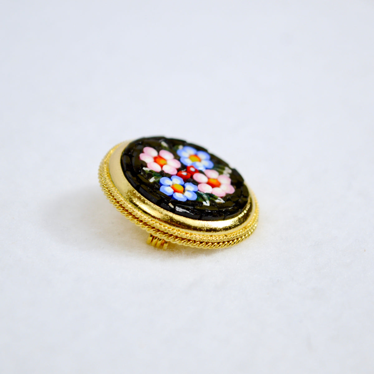 Florentine Mosaic Round Brooch, Lapel Pin, Made in Italy - My Italian Decor
