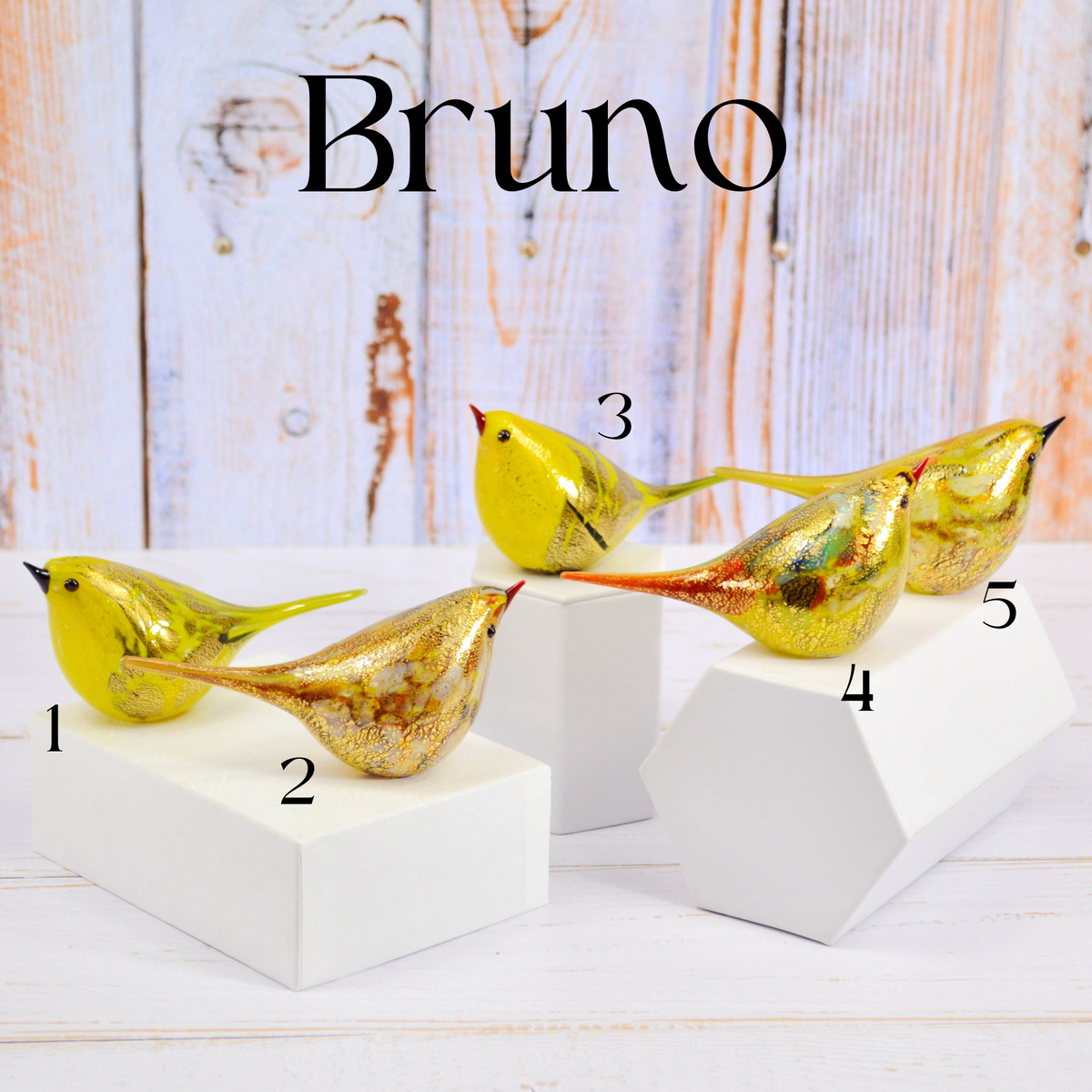Murano Blown Glass Chirpie Bird, Figurine, Yellow, Bruno - My Italian Decor