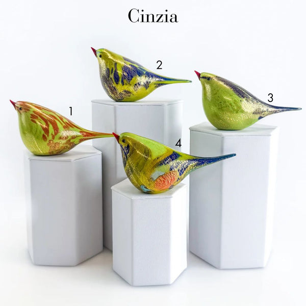 Murano Blown Glass Chirpie Bird, Figurine, Cinzia, Made in Italy