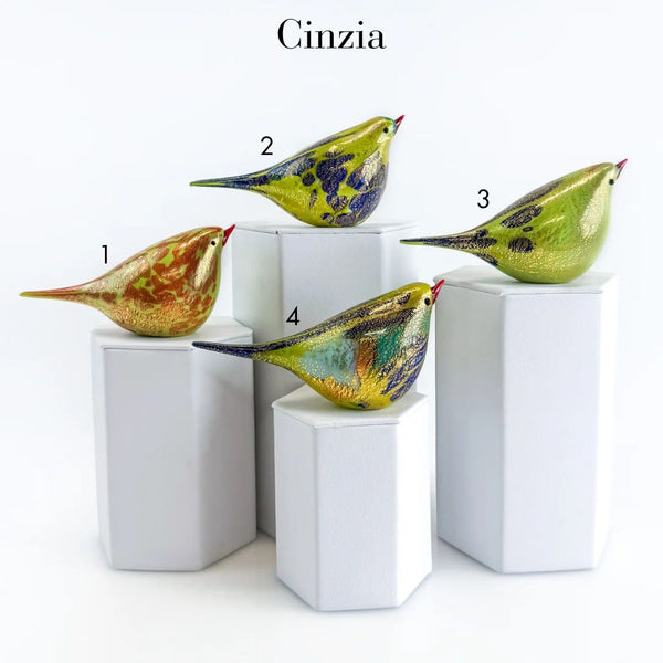 Murano Blown Glass Chirpie Bird, Figurine, Cinzia, Made in Italy