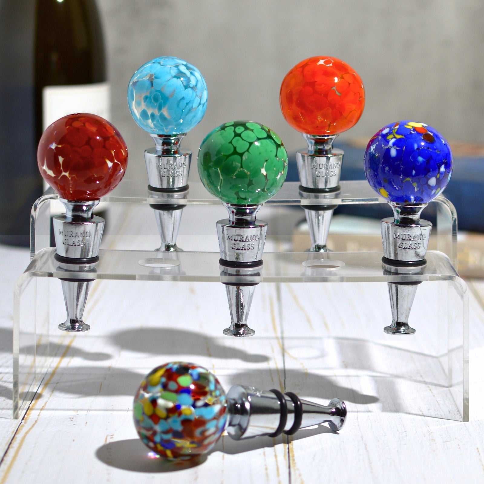 Murano Glass Wine Stoppers, Confetti - My Italian Decor