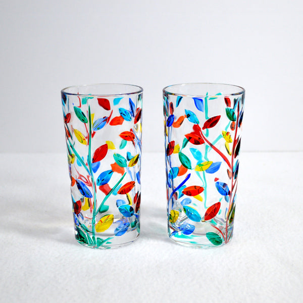 Swatch Tall Drink Glass, Set of 2 Hand-Painted Italian Crystal