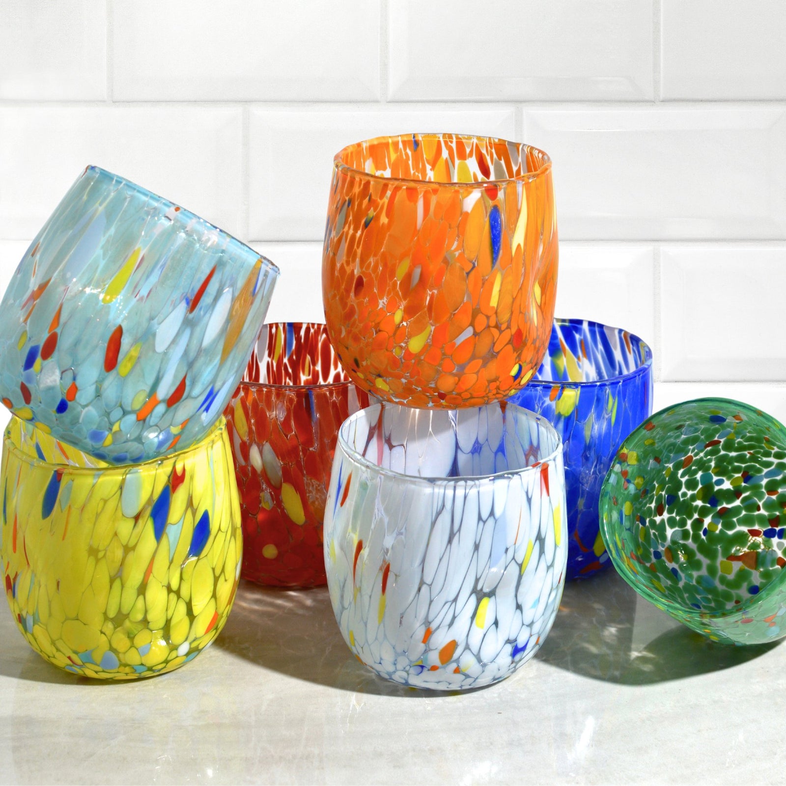 Fresca Murano Glass Tumblers, Set of 2, Made in Italy - My Italian Decor