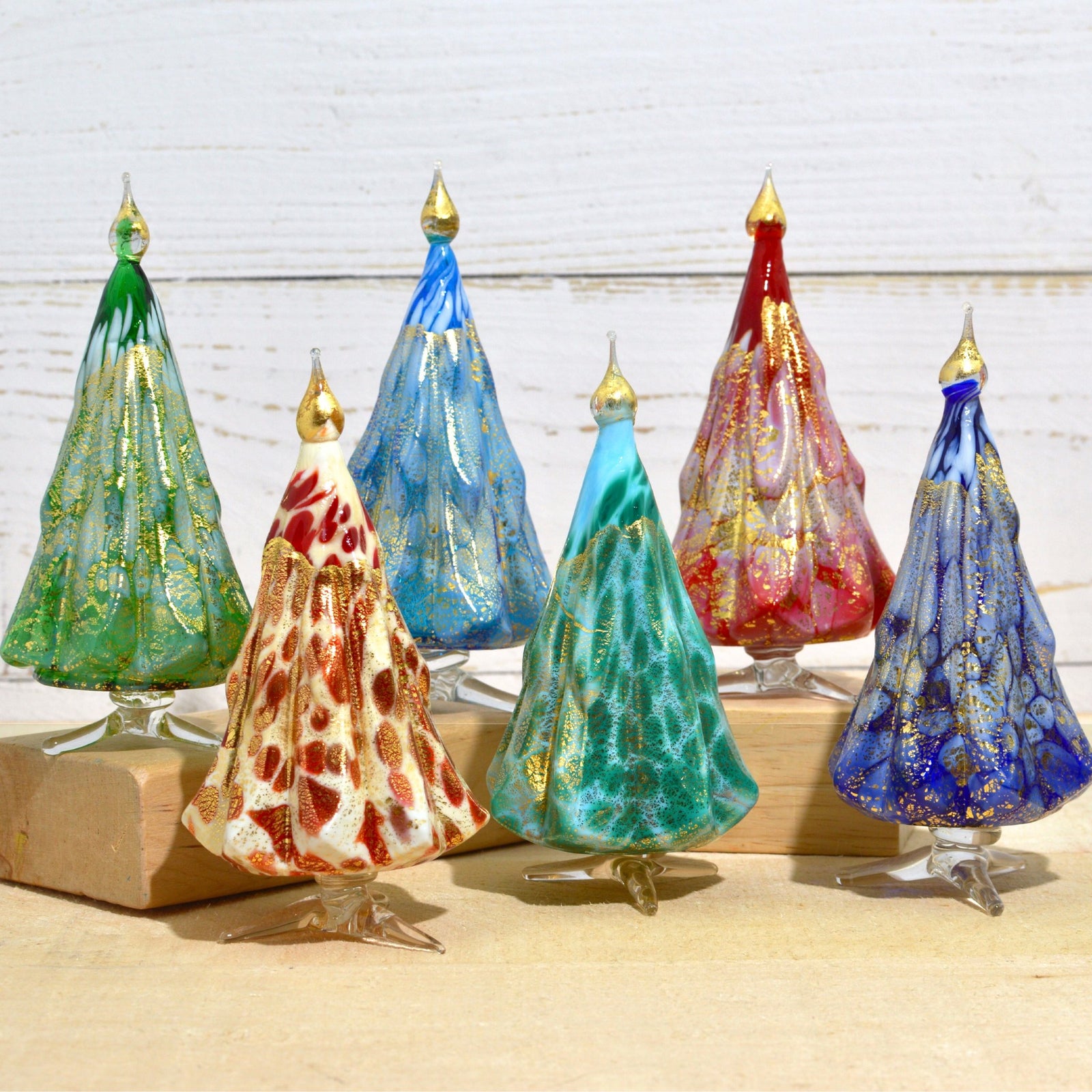 Murano Blown Glass Macchia Christmas Tree, Handmade, 24k Gold - My Italian Decor