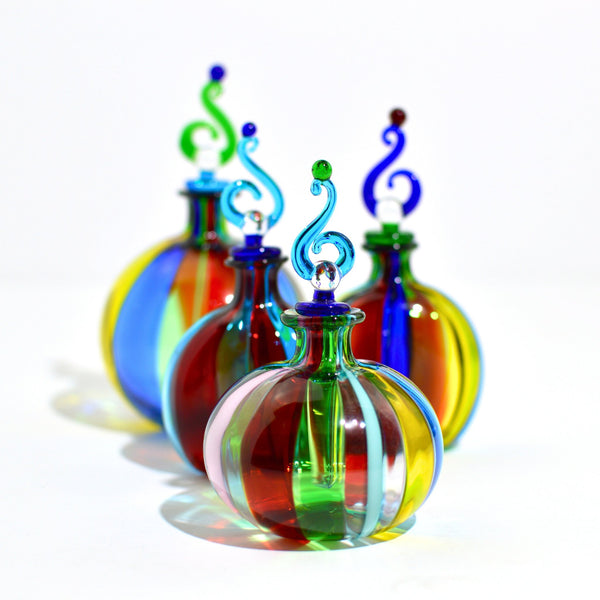 perfume bottle・MURANO，ミルフィオリ・イタリア製 Murano Glass Millefiori Decorative Perfume Bottle, 24k gold