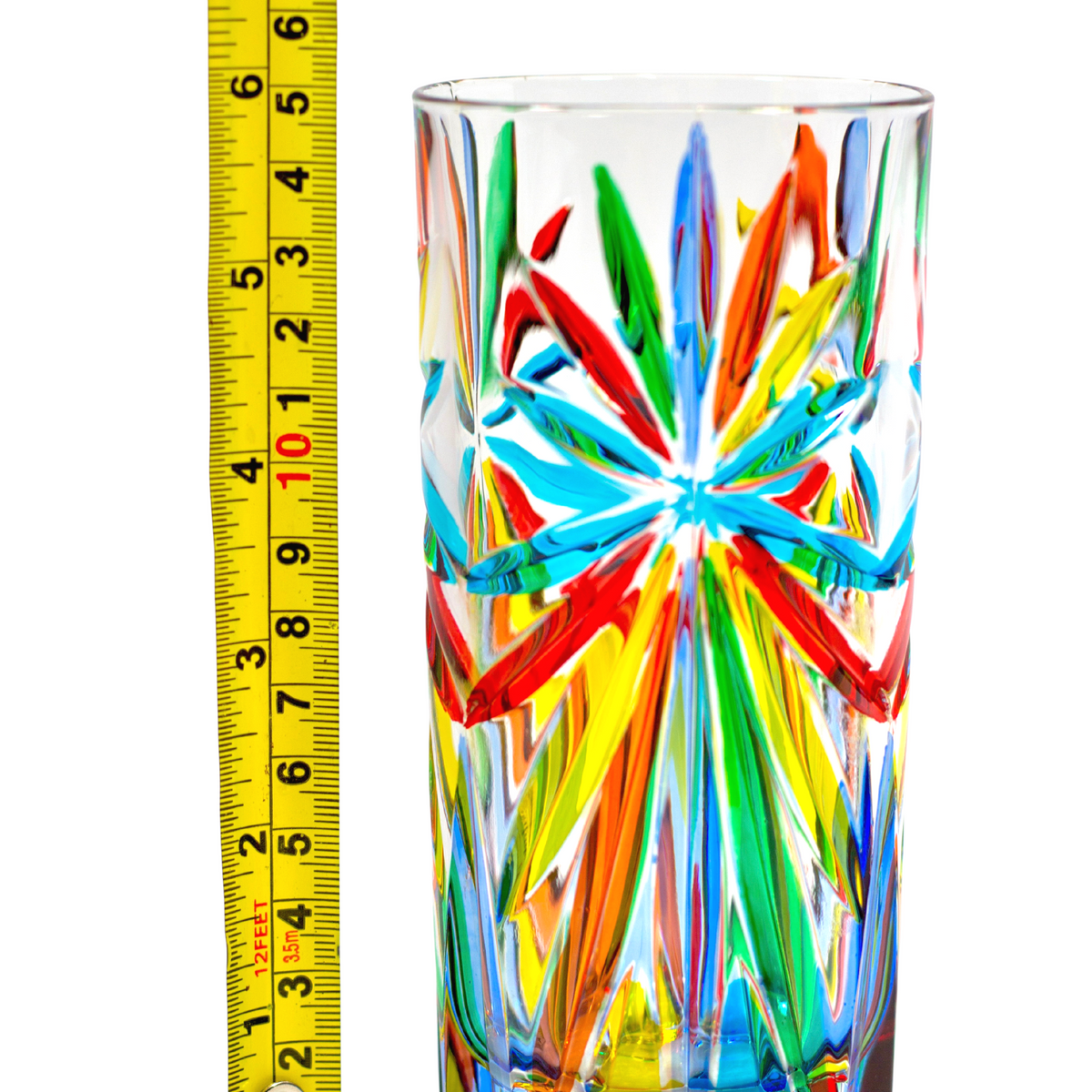 Starburst Tall Drink Glasses, Set of 2, Made in Italy - My Italian Decor
