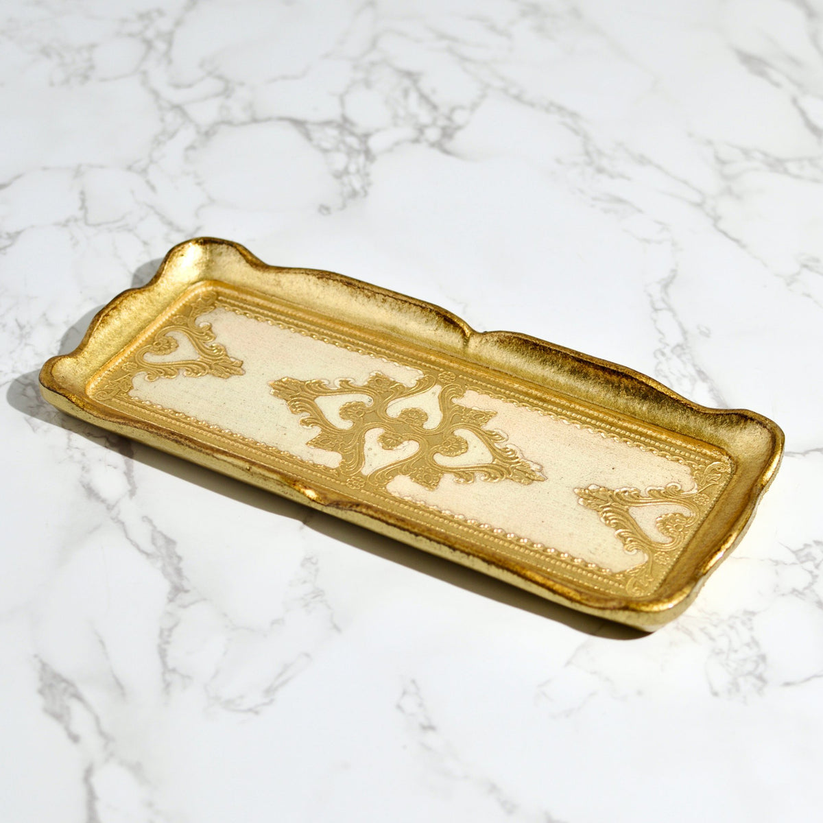 Florentine Carved Gilded Wood Narrow Tray, Made in Italy - My Italian Decor