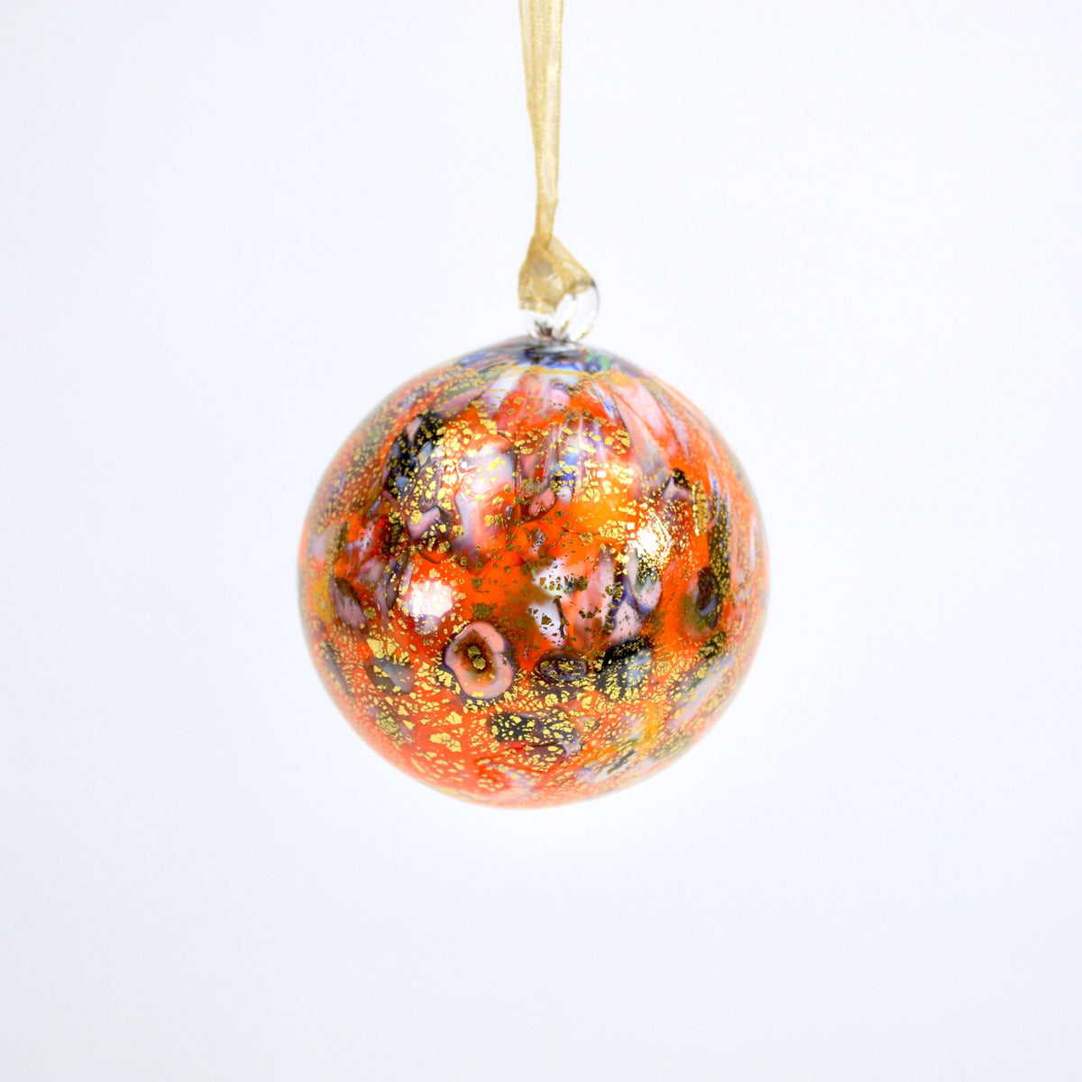 Murano Blown Glass Holiday Ornament with Spotted Macchia Accents, Made in Murano, Italy - My Italian Decor