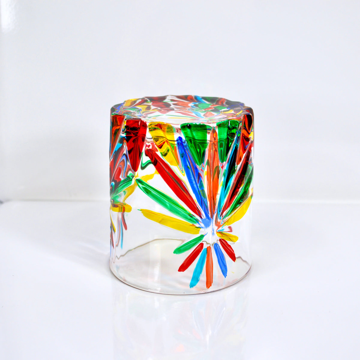 Starburst Short Drink Glasses, Hand-Painted Italian Crystal, Set of 2 - My Italian Decor