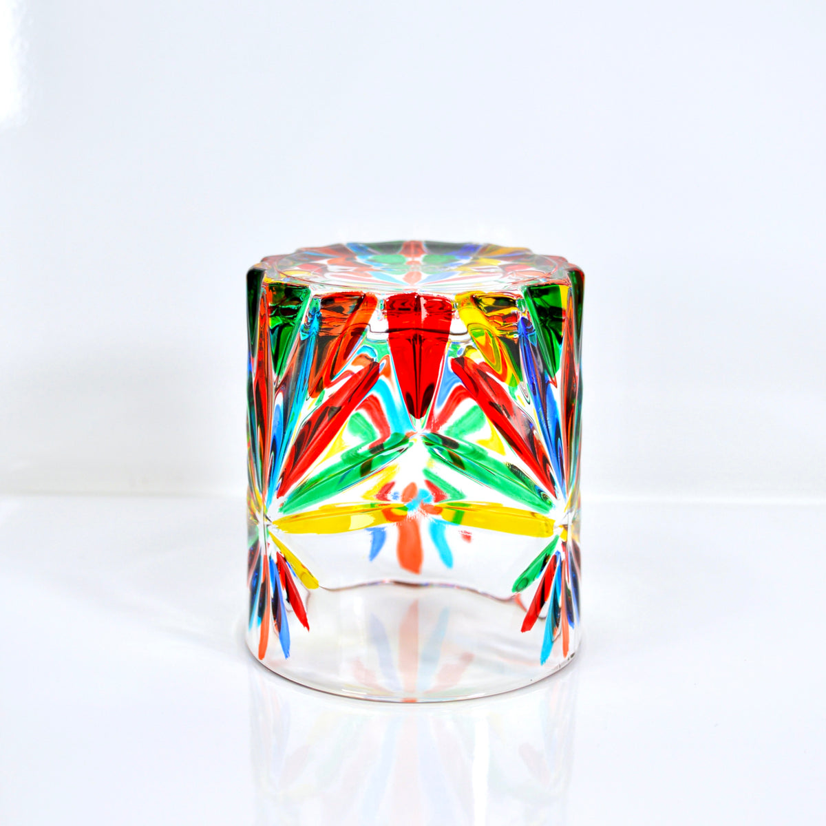 Starburst Short Drink Glasses, Hand-Painted Italian Crystal, Set of 2 - My Italian Decor