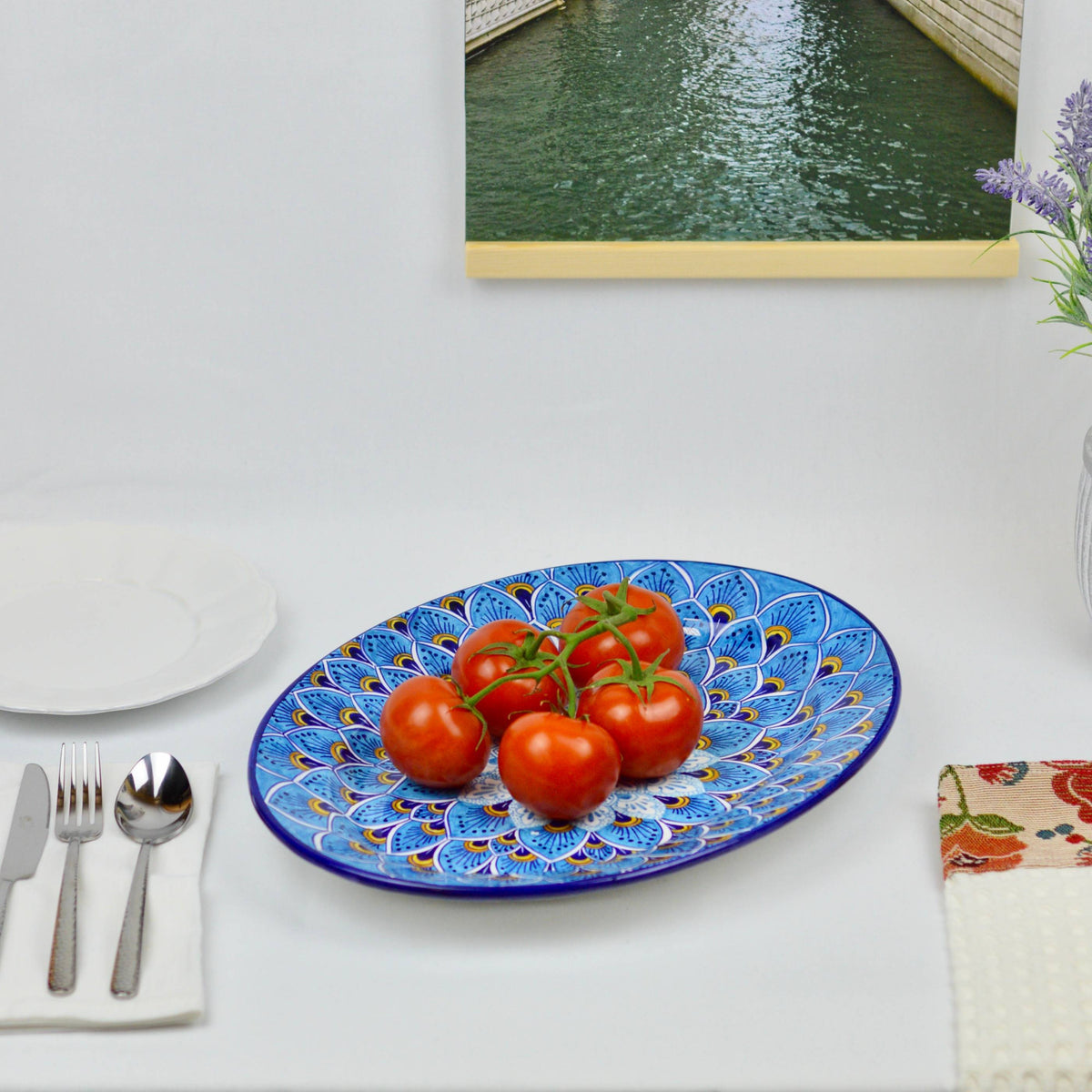 Alba Ceramic Oval Serving Platter Made In Deruta, Italy - My Italian Decor