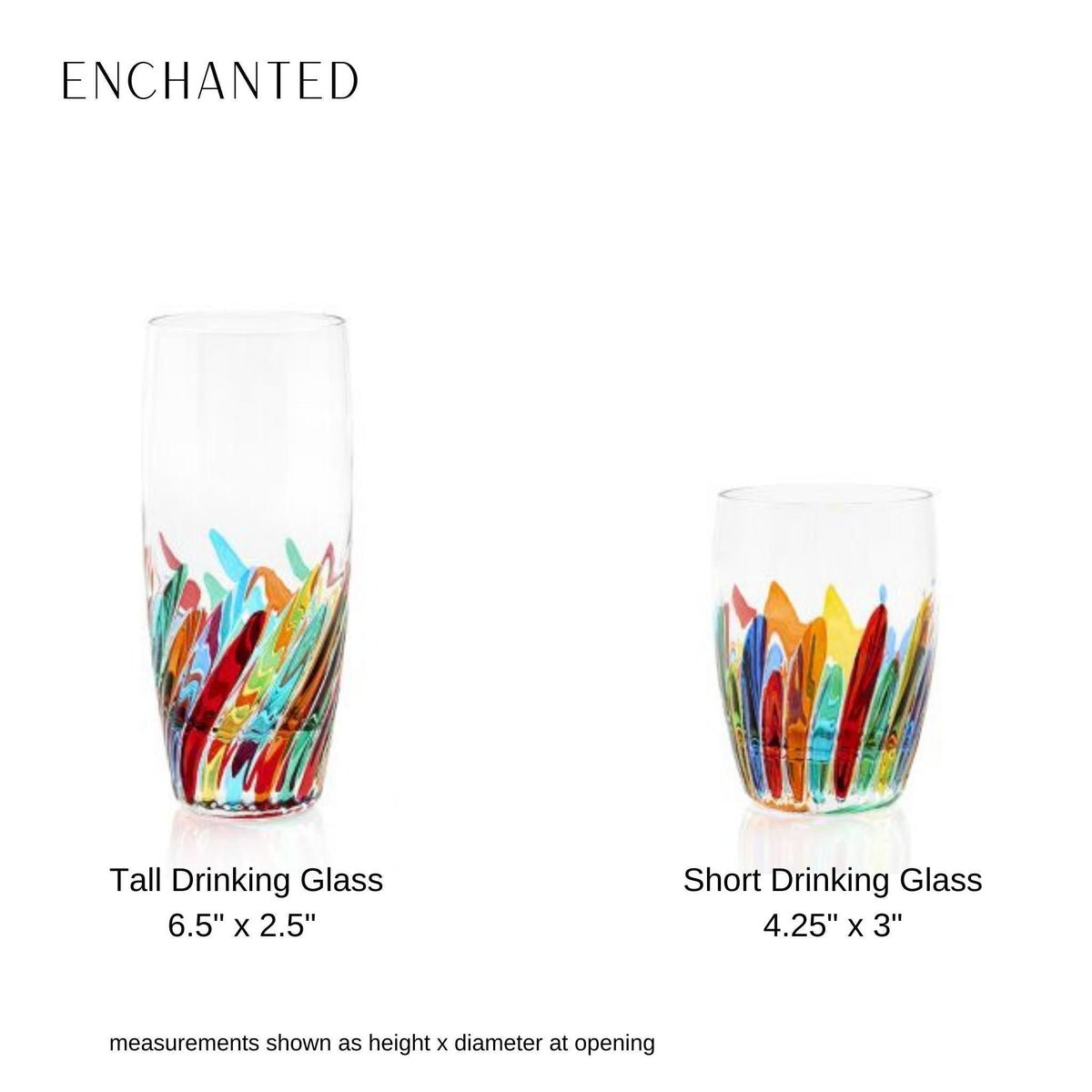 Enchanted Juice, Water, Whiskey Glass, Set of 2 Hand-Painted Italian Crystal - MyItalianDecor