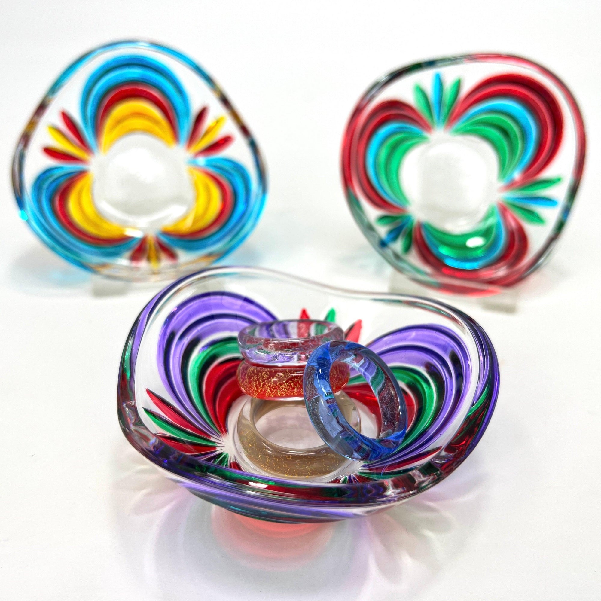Rainbow Colored Glass Dishes, Assorted Colors, Hand-painted & made in Italy at MyItalianDecor