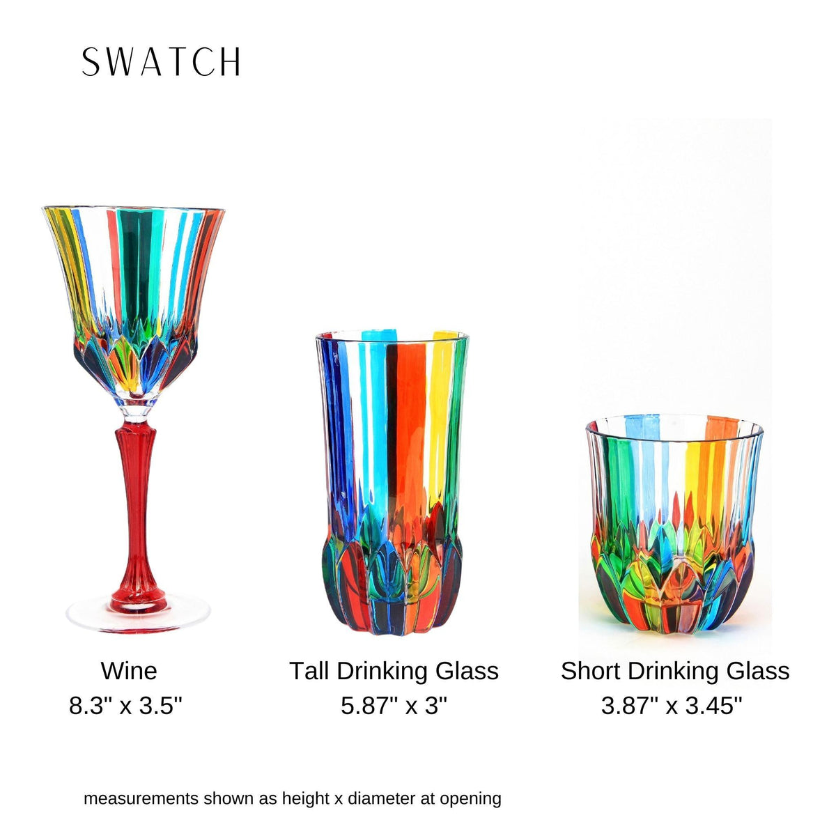 Swatch Wine Glasses, Hand-Painted Italian Crystal, Set of 2 - MyItalianDecor