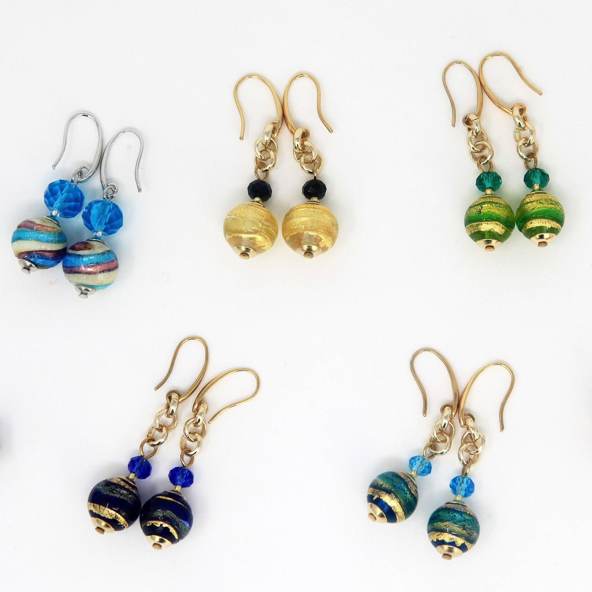 Rialto Murano Glass Bead Earrings, Made in Italy, Choice of Color - MyItalianDecor