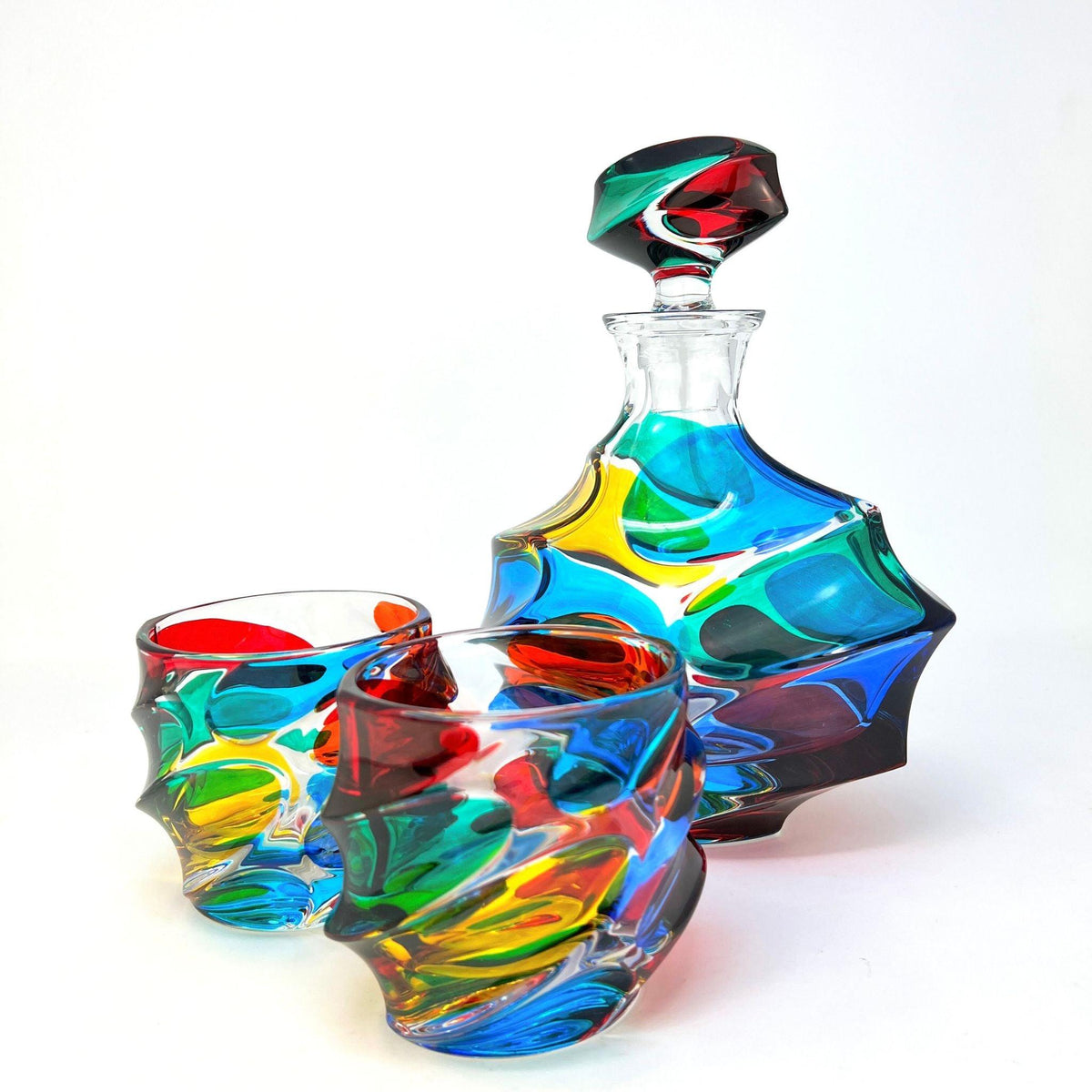 Caly Decanter, Hand-Painted Italian Crystal, Made in Italy at MyItalianDecor