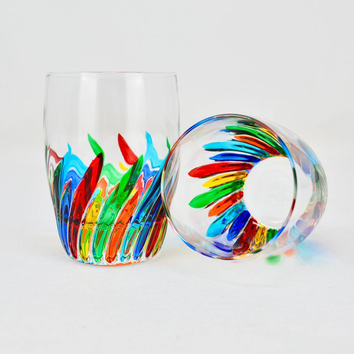 Enchanted Juice, Water, Whiskey Glass, Set of 2 Hand-Painted Italian Crystal - My Italian Decor