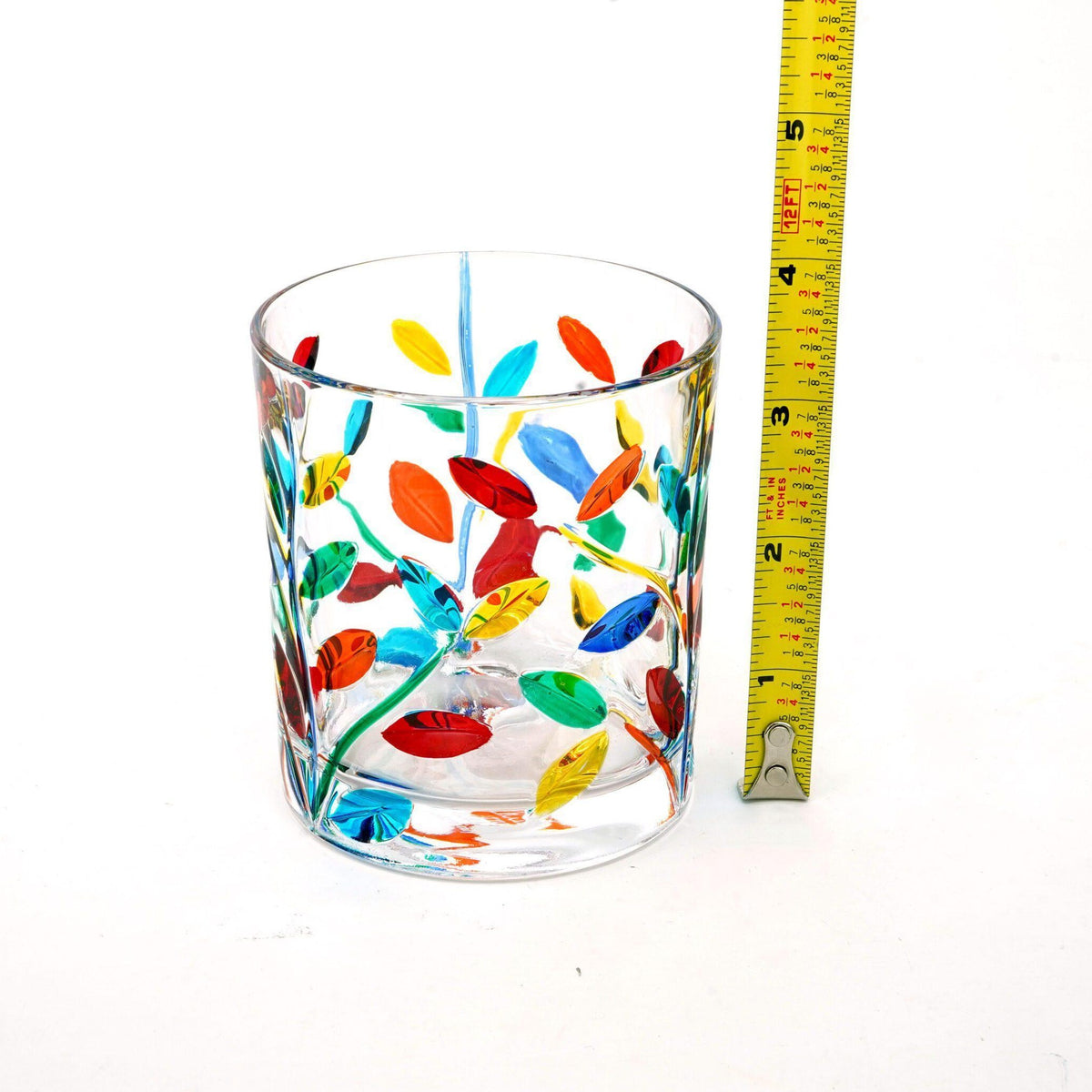 Flowervine Short Drink Glasses, Hand-Painted Italian Crystal, Set of 2 - MyItalianDecor
