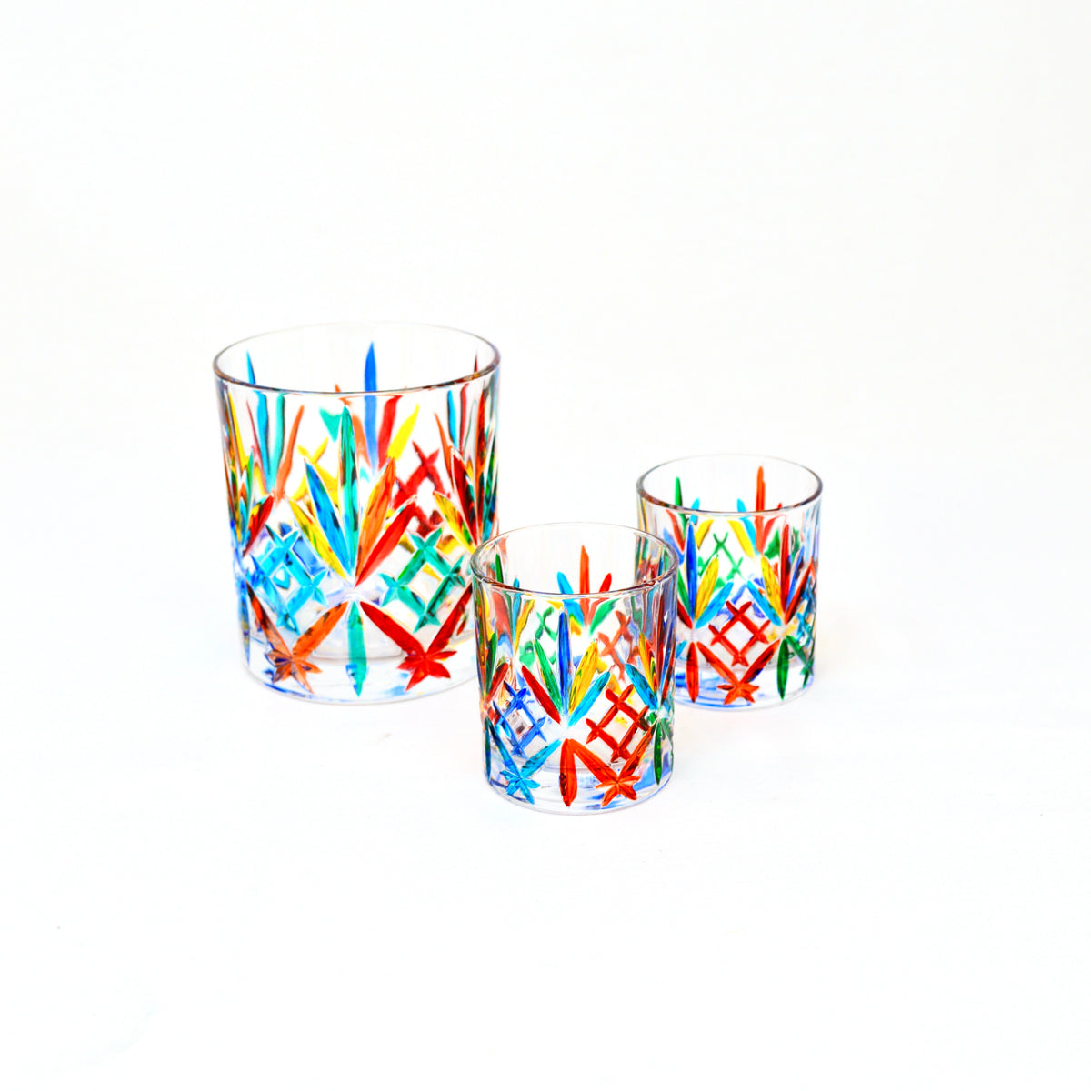 Melodia Shot Glasses, Set of 6, Hand Painted Crystal, Made in Italy - My Italian Decor