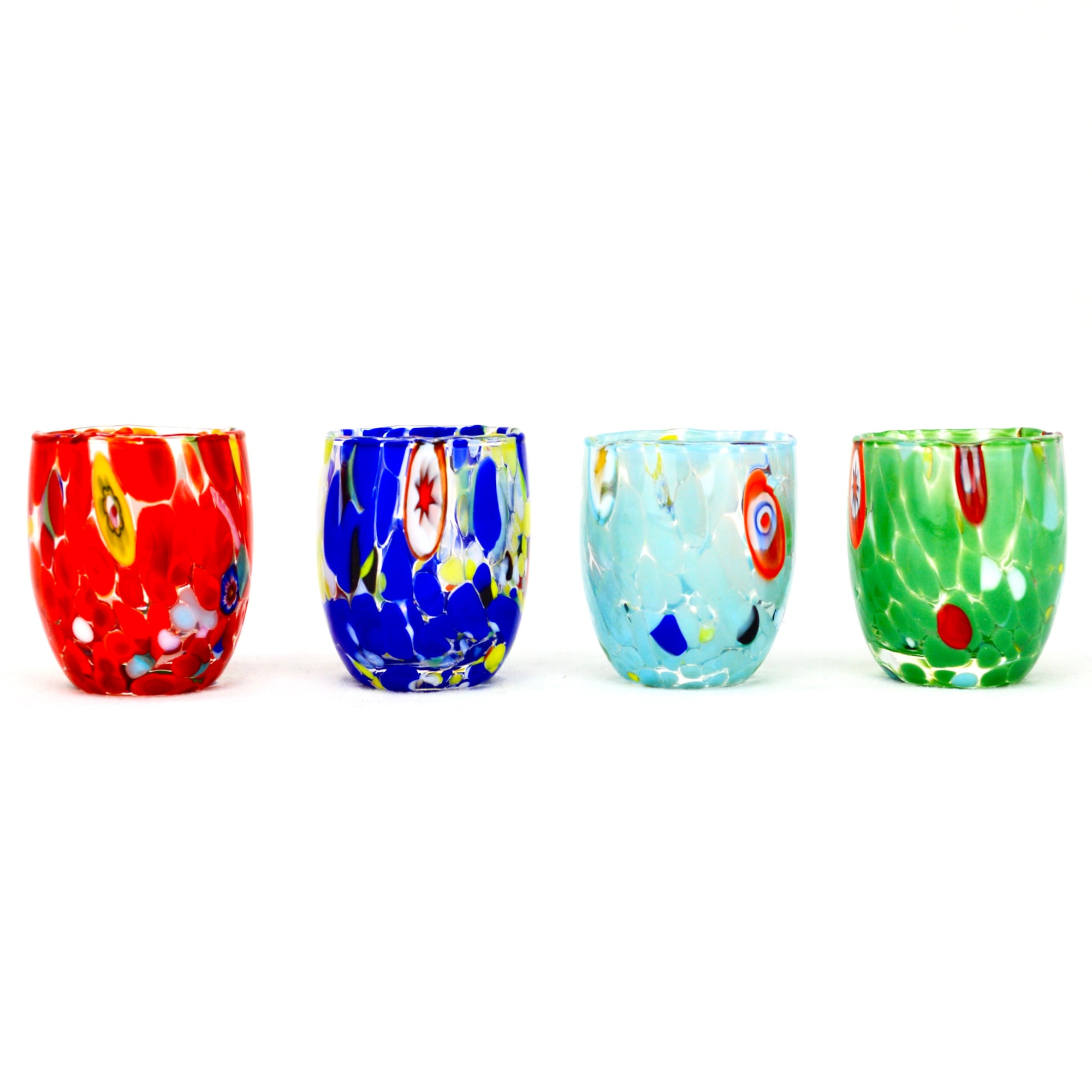 Contemporary Shot Glasses, Set of 4, Hand Painted Crystal, Made in Italy - My Italian Decor