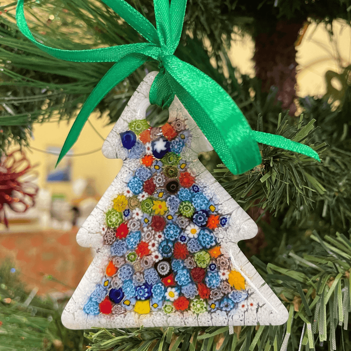 Millefiori Glass Christmas Tree Ornament, Made in Italy at MyItalianDecor