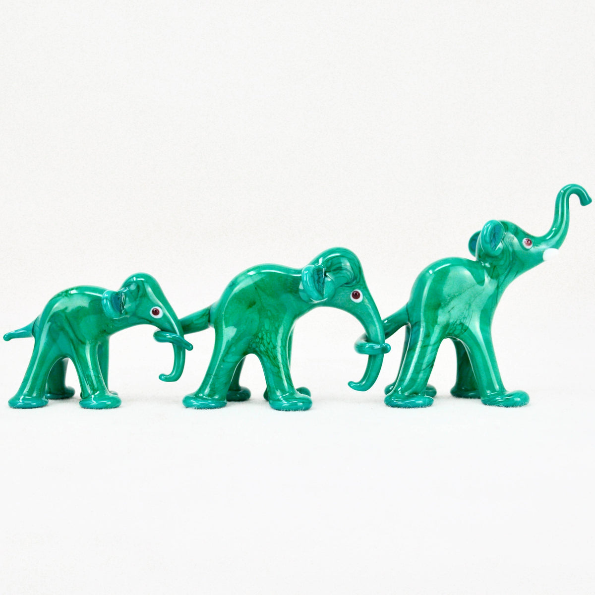 Murano Glass Elephant Family, Set of 3, Handcrafted In Italy - My Italian Decor