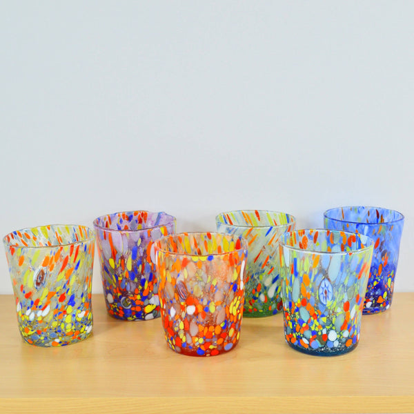 Colored Glasses Tea Cups (Set Of 6) - Stylish And Versatile