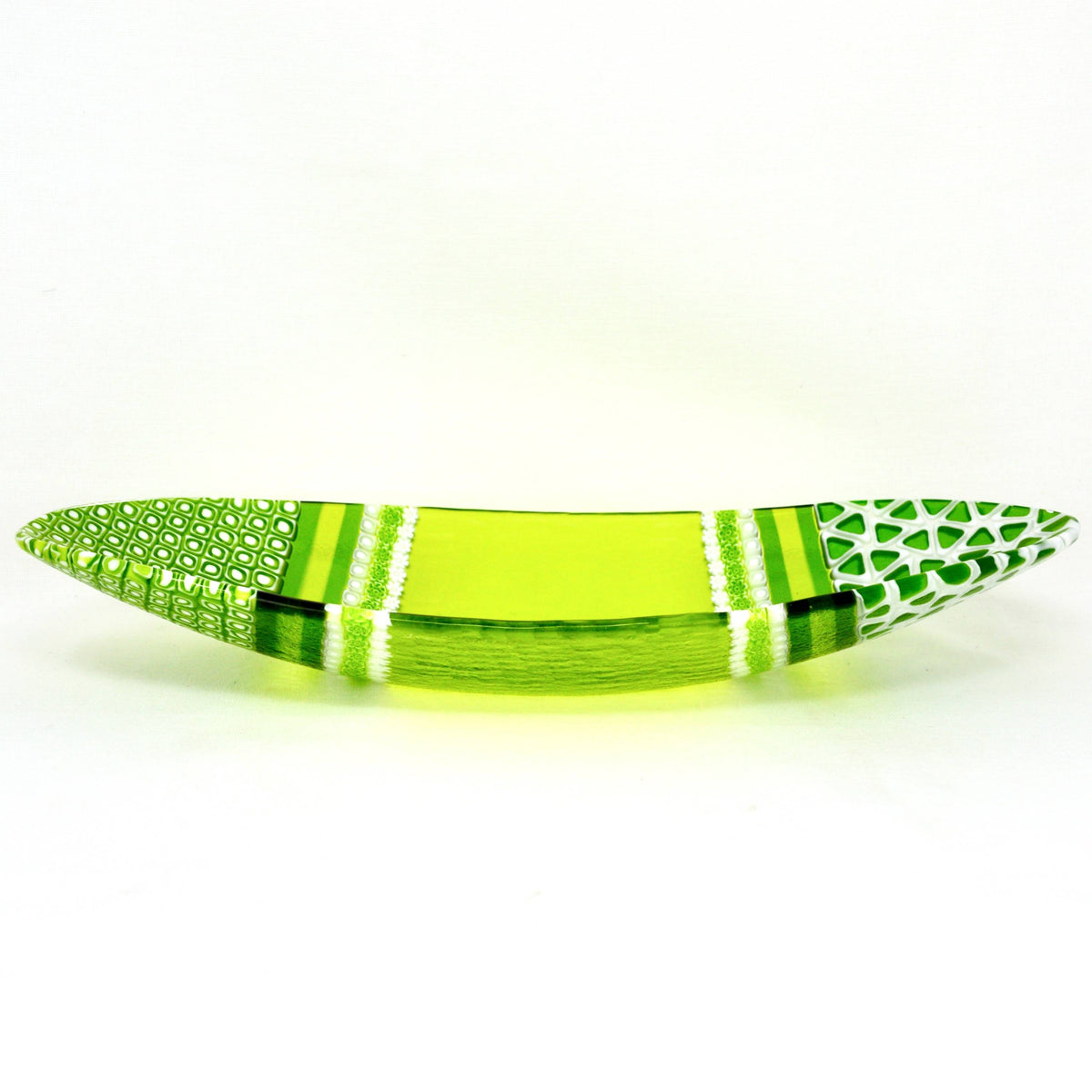 Large Oval Shaped Murano Glass Dish With Millefiori, Green, Glass Art, Made In Italy. - My Italian Decor