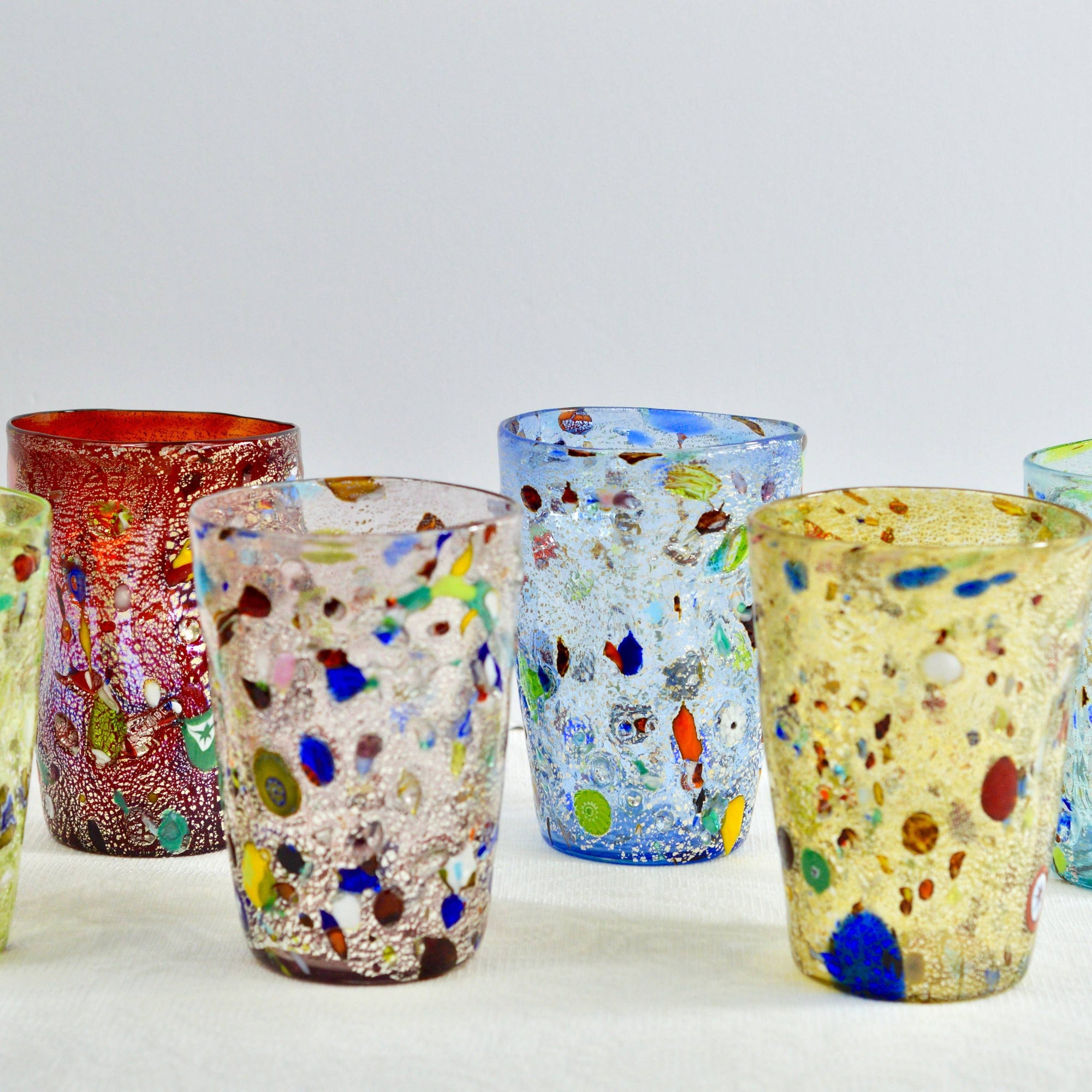 Murrine Murano Glass Alta Drinking Glasses, Set of 6 - My Italian Decor