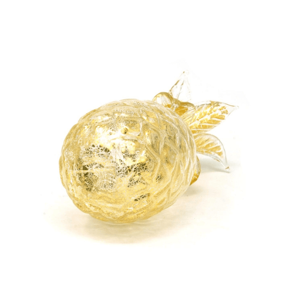 Murano Blown Glass Pineapple, Gold with 24k Gold Patina