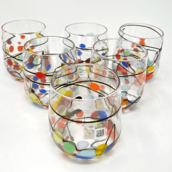 8 Oz. Set of 6 Murano Style Drinking Glasses Drinking Water Glass Set  Stemless Wine Glasses Made in Italy -  Israel