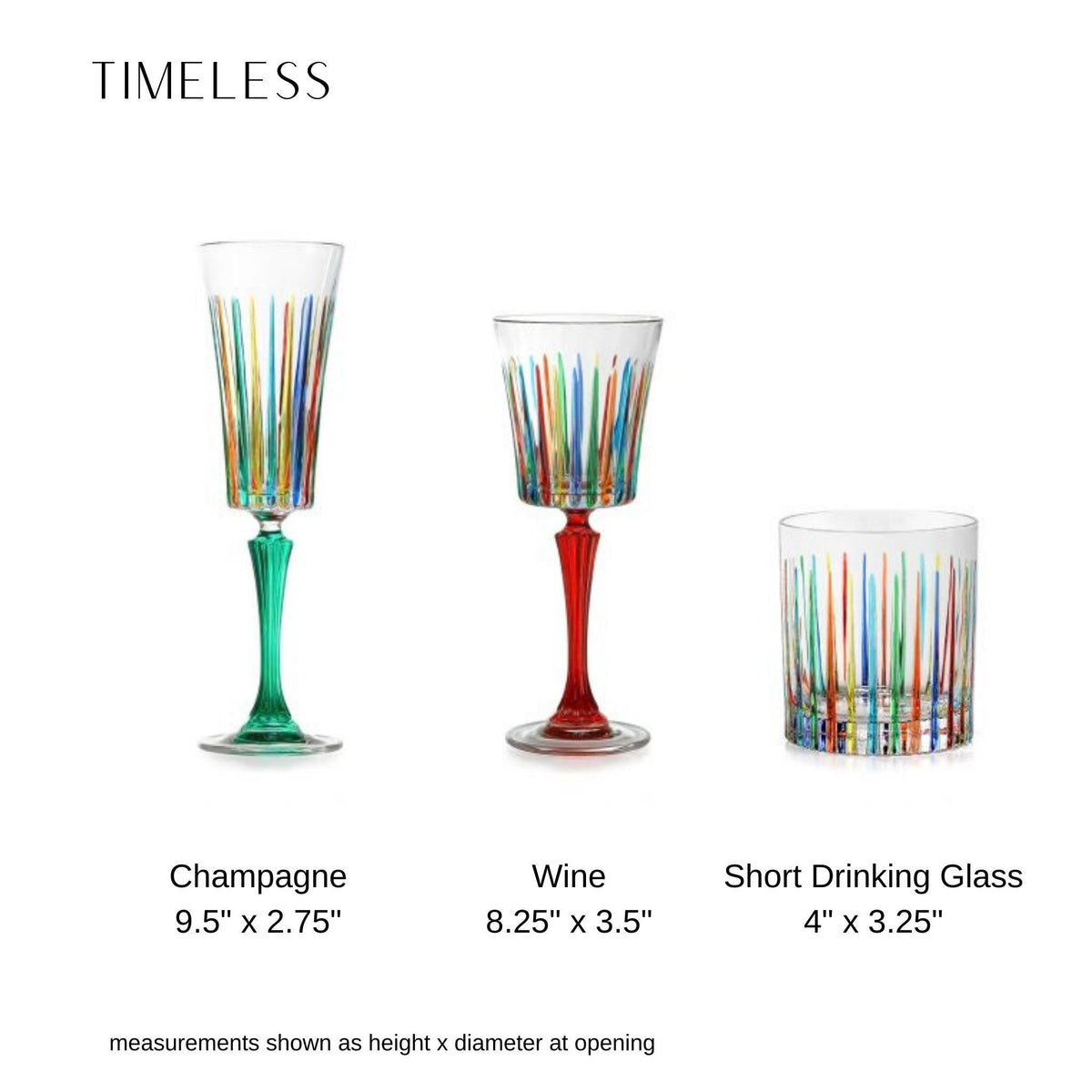 Timeless Wine Glasses, Hand-Painted Italian Crystal, Set of 2 - MyItalianDecor