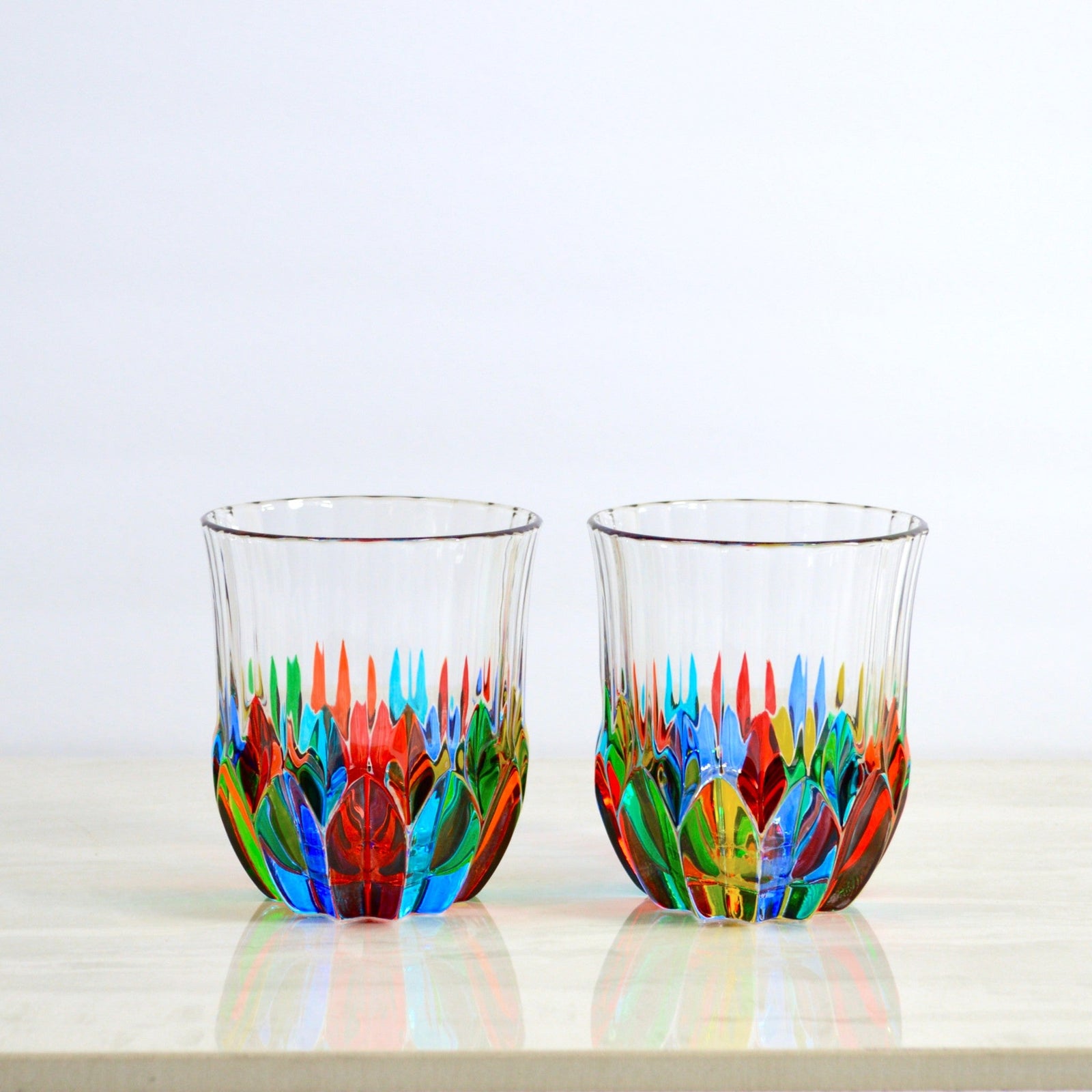 Italian Crystal Demi Swatch Short Drinking Glasses, Set of 2 - My Italian Decor