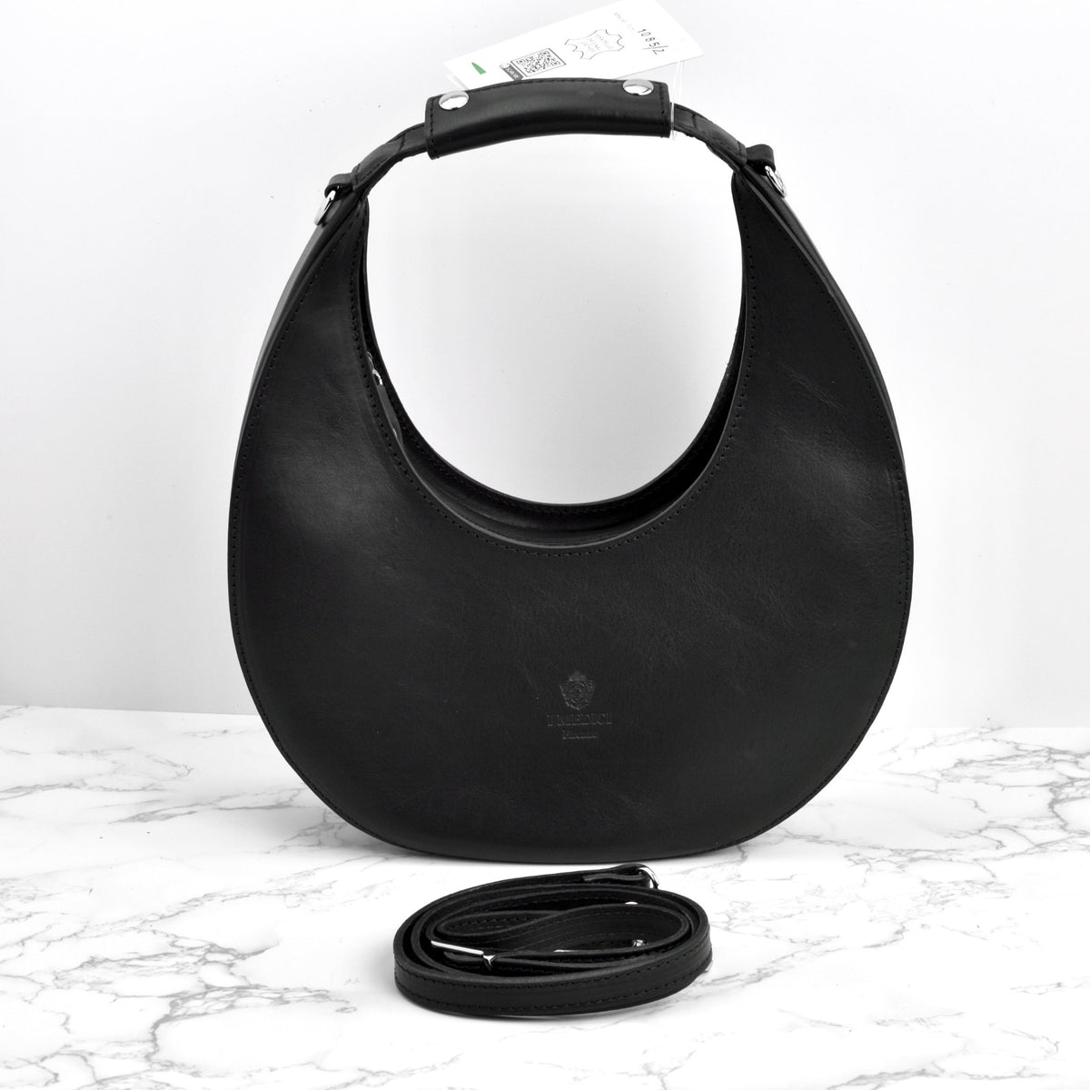 Luna Italian Leather Half Moon Shoulder Bag, Made in Italy