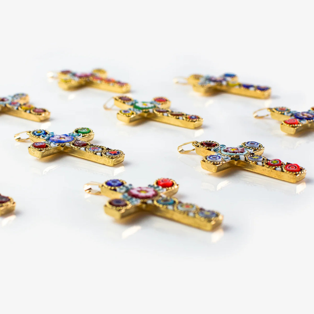 Florentine Mosaic Cross Pendant Necklace, Small, Made In Italy - My Italian Decor