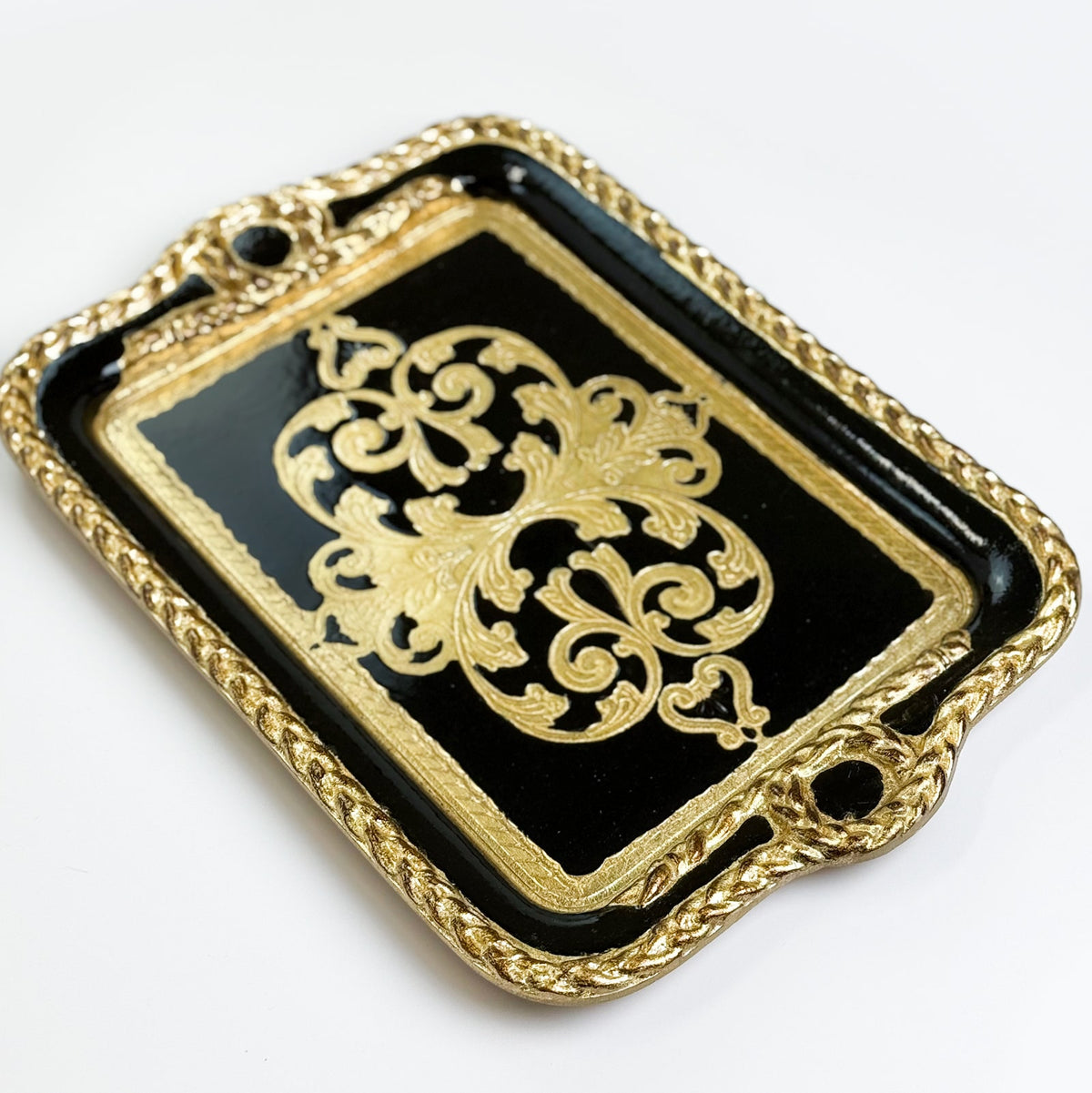 Florentine Carved Wood Tray, Gilded, Gold Rectangle, Made in Italy - My Italian Decor