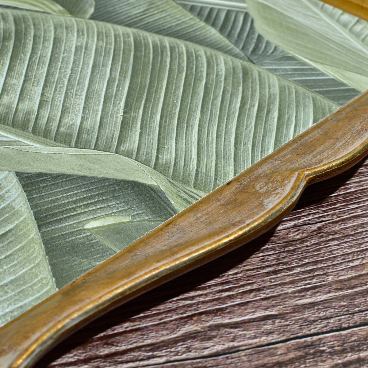 Florentine Carved Wood Tray, Leaf Design, Made in Italy