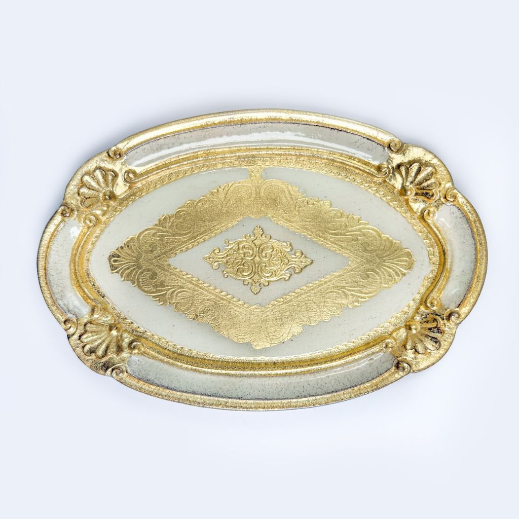 Florentine Carved Wood Oval Mini Tray, Made in Italy