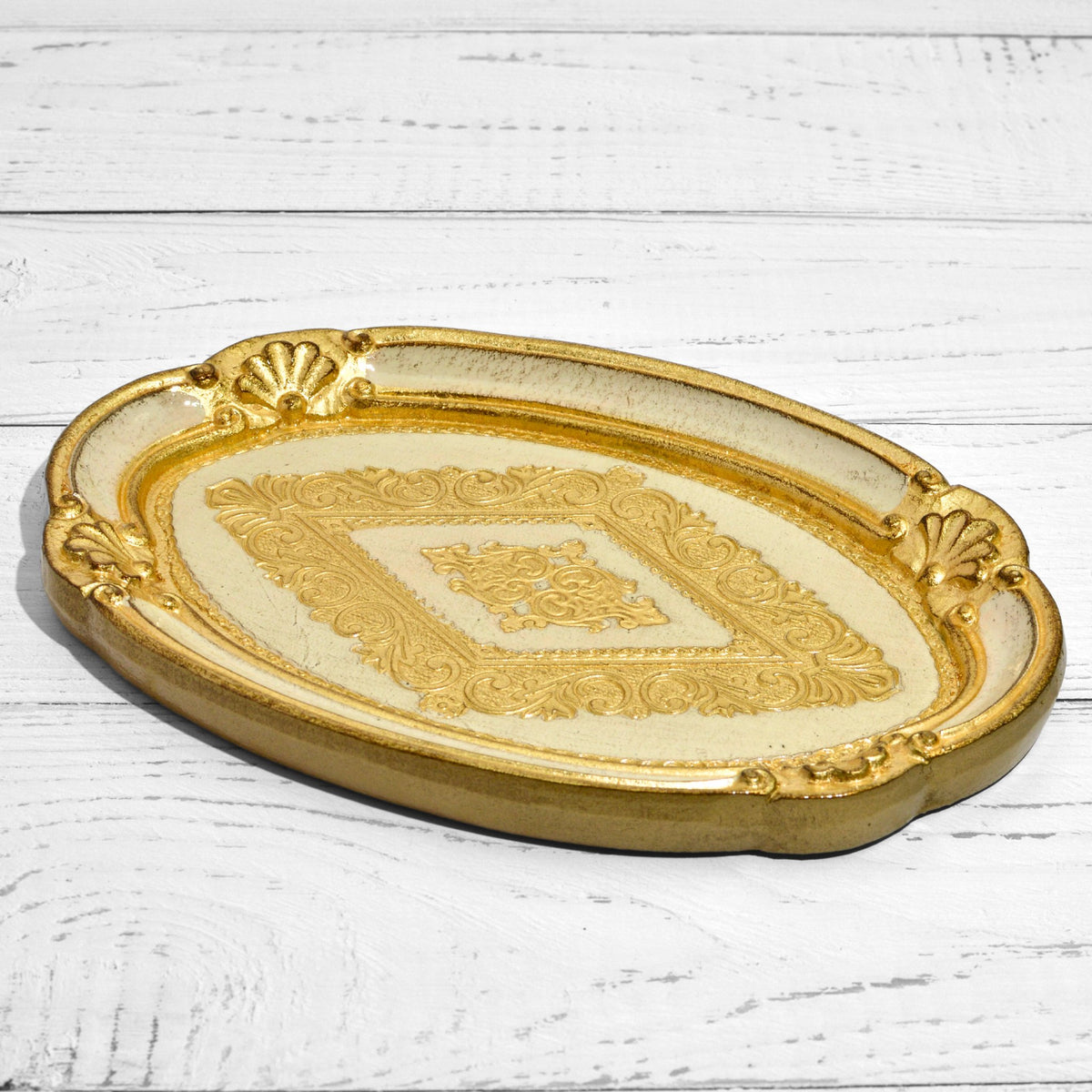 Florentine Carved Wood Oval Mini Tray, Made in Italy