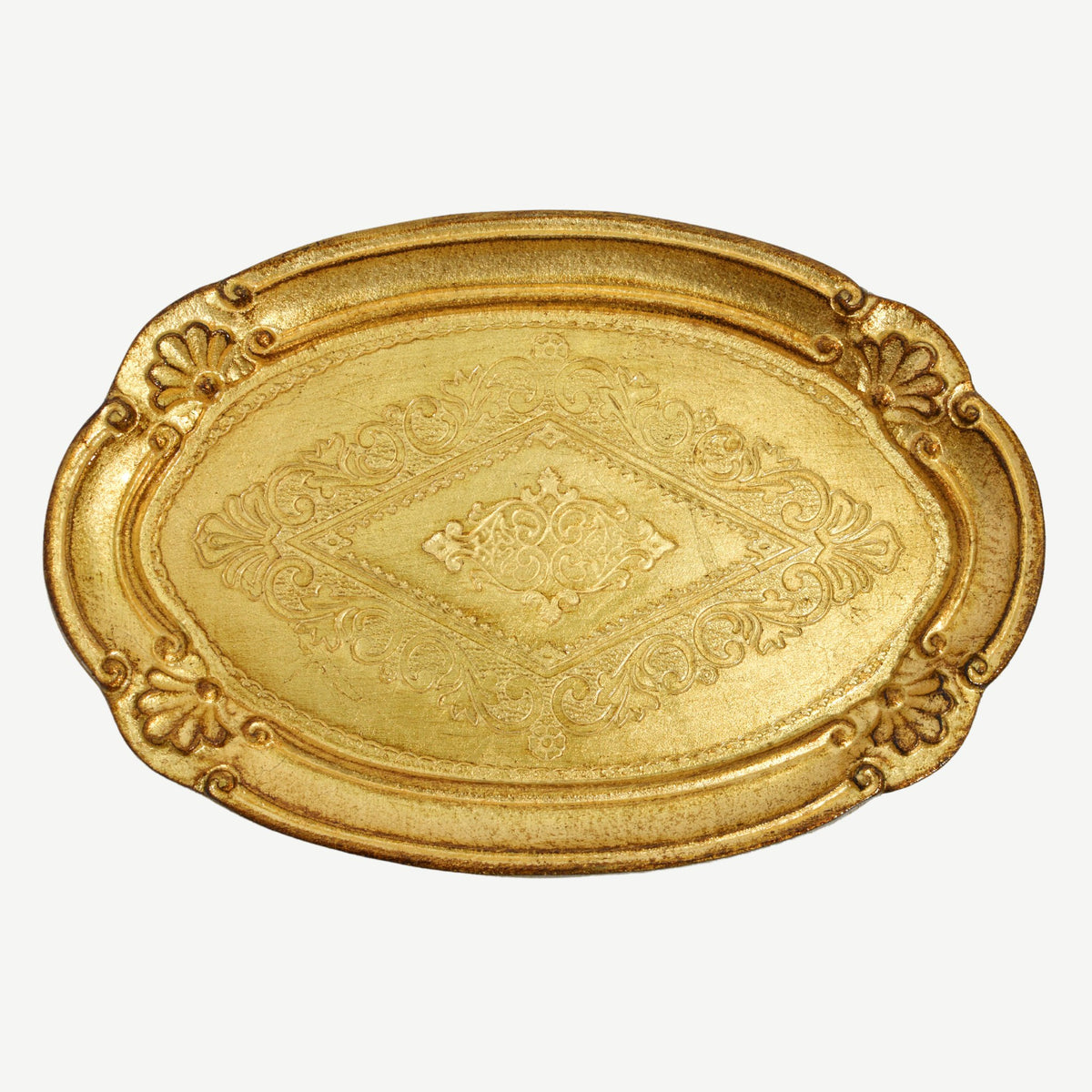 Florentine Carved Wood Oval Mini Tray, Made in Italy