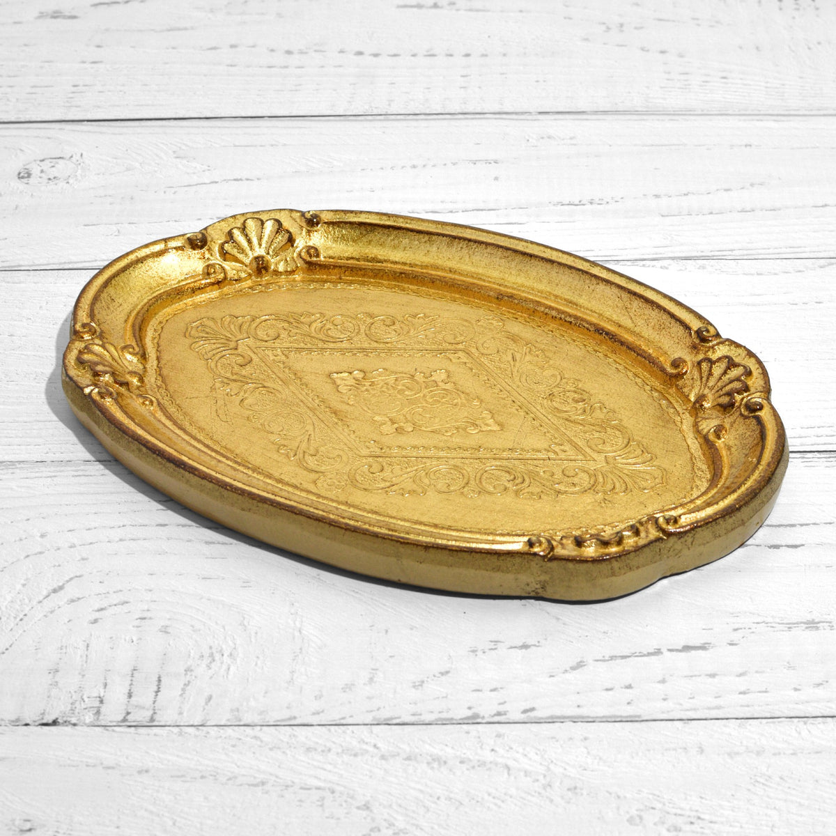 Florentine Carved Wood Oval Mini Tray, Made in Italy