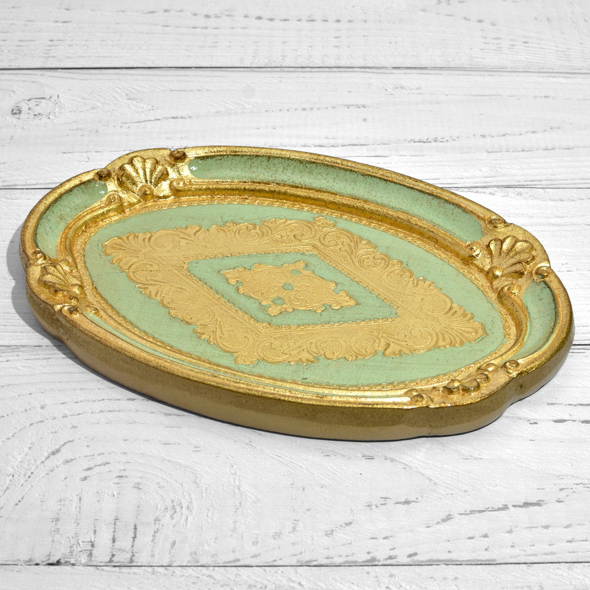 Florentine Carved Wood Oval Mini Tray, Made in Italy