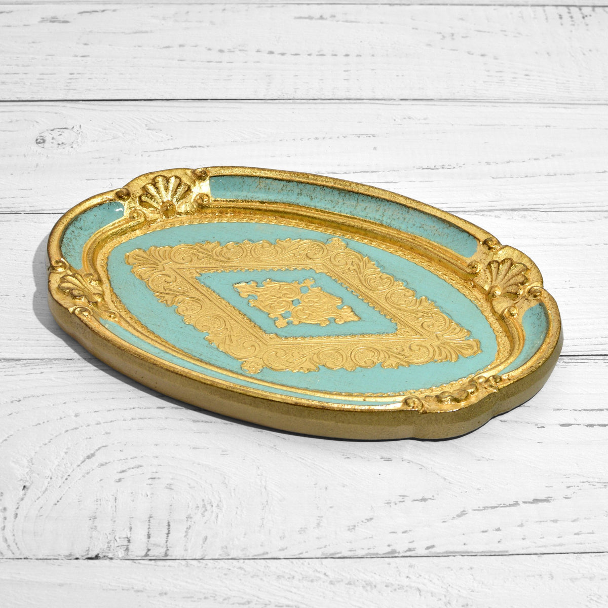 Florentine Carved Wood Oval Mini Tray, Made in Italy