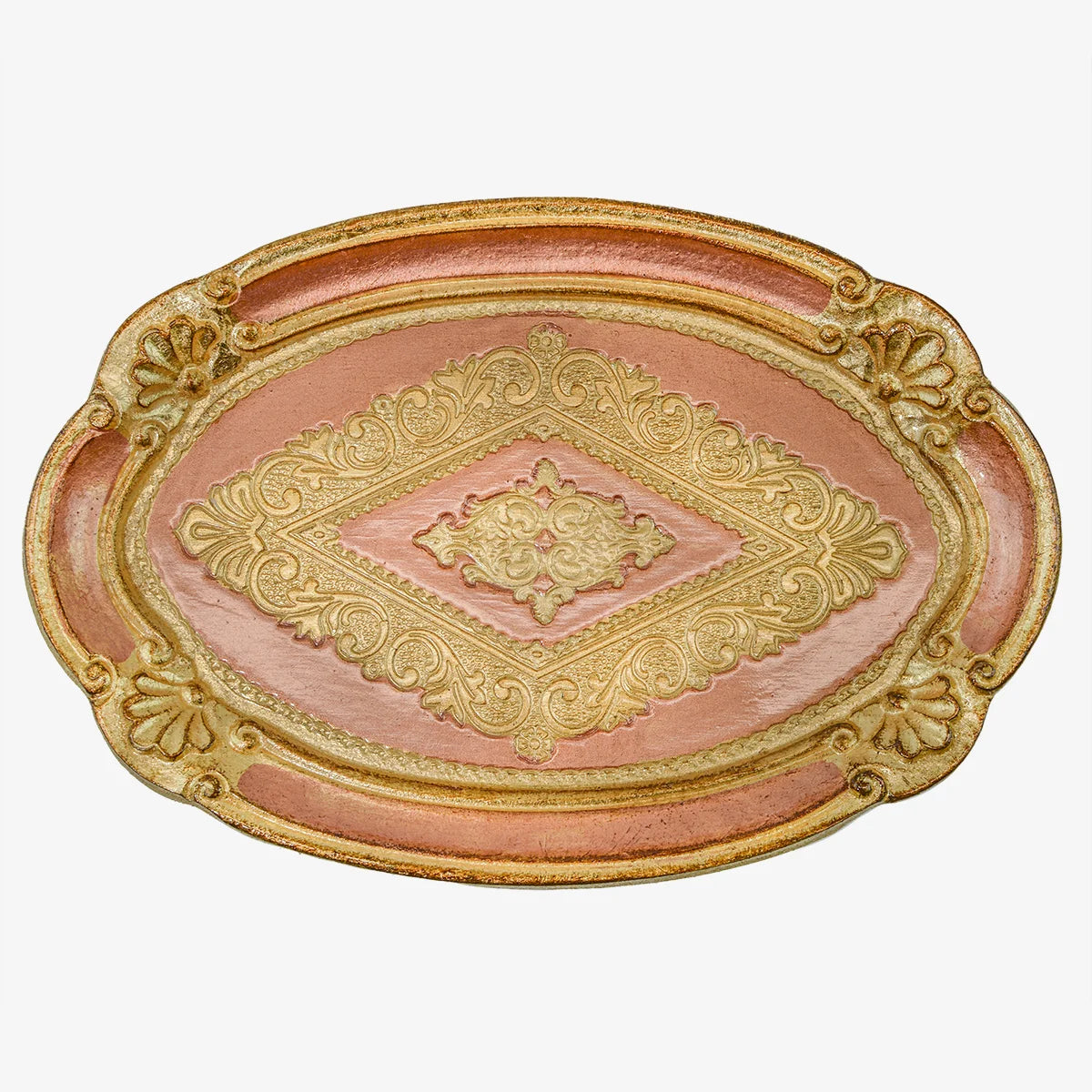 Florentine Carved Wood Oval Tray, Multiple colors and sizes