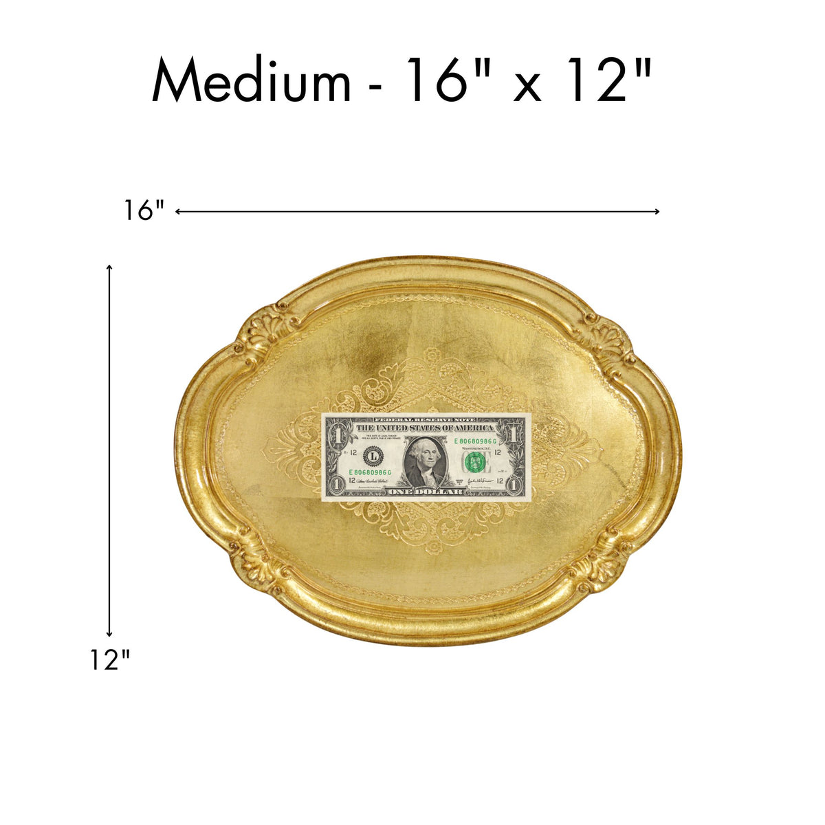 Florentine Carved Wood Oval Tray, Multiple colors and sizes