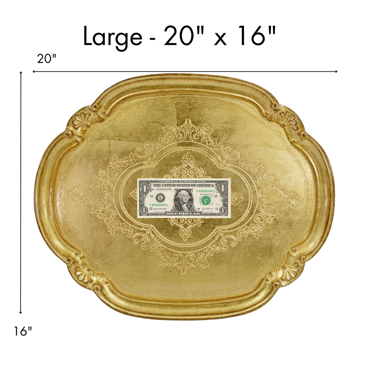 Florentine Carved Wood Oval Tray, Multiple colors and sizes